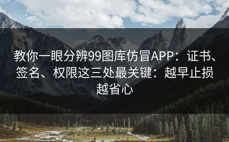 教你一眼分辨99图库仿冒APP：证书、签名、权限这三处最关键：越早止损越省心